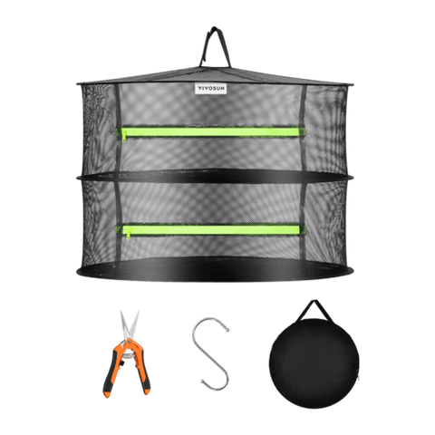 Vivosun 2-Layer Mesh Drying Rack Hanging Design with Green Zippers