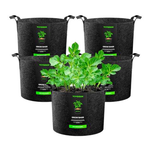 Vivosun 20 Gallon Grow Bags 5-Pack Black Thickened Nonwoven Fabric Pots with Handles