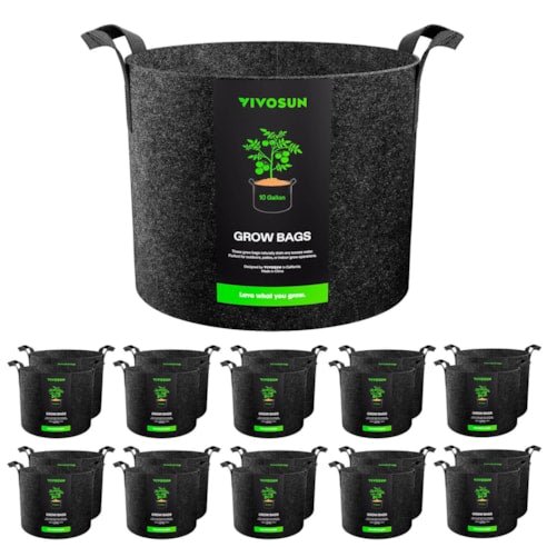 Vivosun 20 - Pack 10 Gallon Grow Bags, Heavy Duty Thickened Nonwoven Fabric Pots with Handles for Flowers Fruits and Vegetables Black - Green Thumb Depot