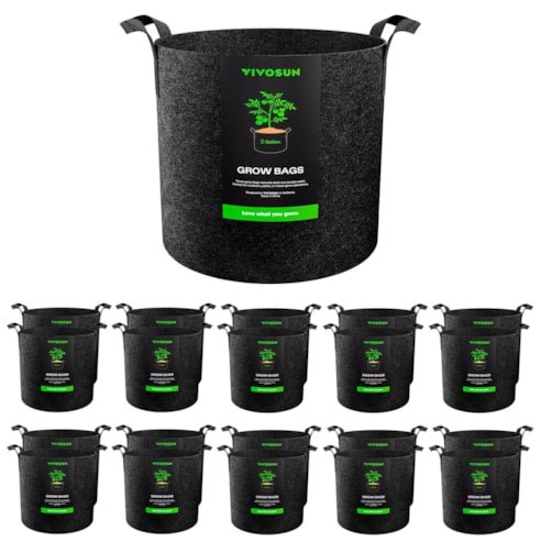 Vivosun 20 - Pack 3 Gallon Grow Bags, Heavy Duty Thickened Nonwoven Fabric Pots with Handles for Flowers Fruits and Vegetables Black - Green Thumb Depot