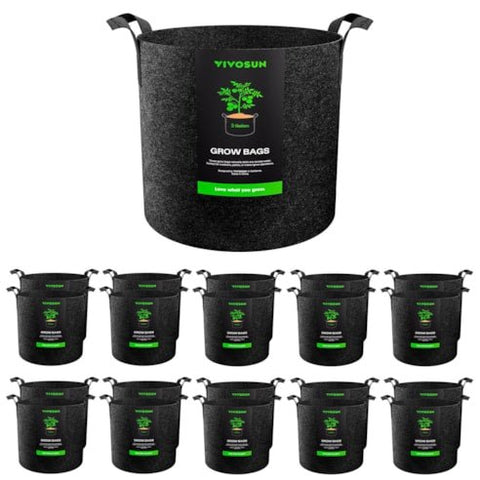 Vivosun 20-Pack 3 Gallon Grow Bags, Heavy Duty Thickened Nonwoven Fabric Pots with Handles for Flowers Fruits and Vegetables Black