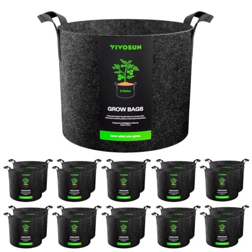 Vivosun 20 - Pack 5 Gallon Grow Bags, Heavy Duty Thickened Nonwoven Fabric Pots with Handles for Flowers Fruits and Vegetables Black - Green Thumb Depot