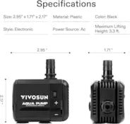 Vivosun 210GPH Submersible Pump(800L/H, 8W) - Green Thumb Depot