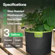 Vivosun 3 - Pack 3 - Gallon AeroBase Grow Bags, Durable Mesh Fabric Plant Container with Breathable Base and Sturdy Handles, Black - Green Thumb Depot