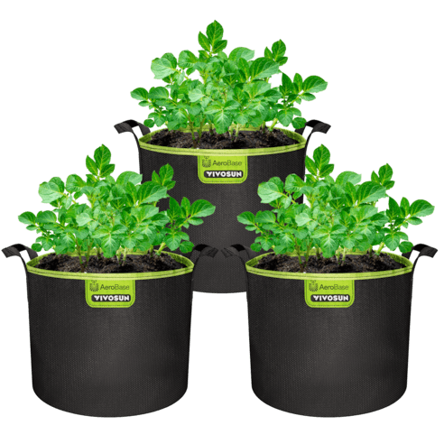 Vivosun 3 - Pack 3 - Gallon AeroBase Grow Bags, Durable Mesh Fabric Plant Container with Breathable Base and Sturdy Handles, Black - Green Thumb Depot