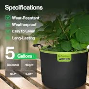 Vivosun 3 - Pack 5 - Gallon AeroBase Grow Bags, Durable Mesh Fabric Plant Container with Breathable Base and Sturdy Handles, Black - Green Thumb Depot