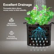 Vivosun 30 Gallon Grow Bags 5 - Pack Black Thickened Nonwoven Fabric Pots with Handles - Green Thumb Depot