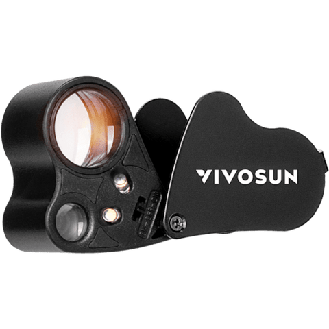 Vivosun 30X-60X Jewelers Loupe Magnifier with LED Light (1-Pack Black)