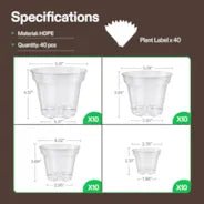 Vivosun 40 Packs 3/4/5/6 Inch Clear Nursery Pots with Drainage Holes - Green Thumb Depot