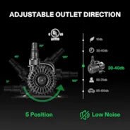 Vivosun 4500GPH Submersible Water Pump 220W Ultra Quiet Pump High Lift for Pond Waterfall - Green Thumb Depot