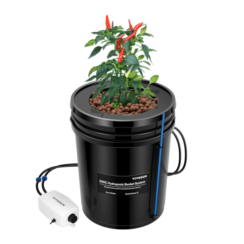 Vivosun 5 Gallon DWC Hydroponic System Kit (1 Bucket, Black) - Green Thumb Depot