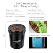 Vivosun 5 Gallon DWC Hydroponic System Kit (1 Bucket, Black) - Green Thumb Depot