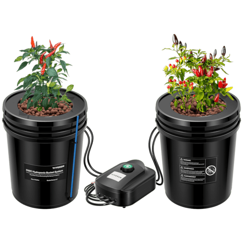 Vivosun 5 Gallon DWC Hydroponic System Kit (2 Bucket, Black) - Green Thumb Depot