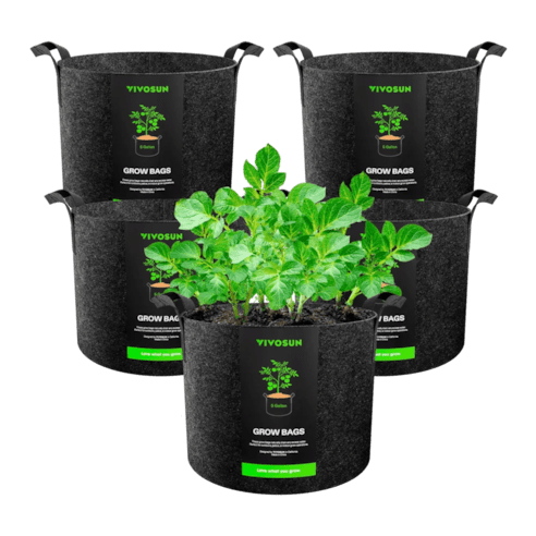 Vivosun 5 Gallon Grow Bags 5 - Pack Black Thickened Nonwoven Fabric Pots with Handles - Green Thumb Depot