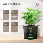Vivosun 5 Gallon Grow Bags 5 - Pack Black Thickened Nonwoven Fabric Pots with Handles - Green Thumb Depot