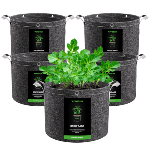 Vivosun 5 Gallon Grow Bags 5 - Pack Black Thickened Nonwoven Fabric Pots with Handles, Multi - Purpose Rings - Green Thumb Depot