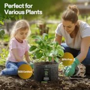 Vivosun 5 Gallon Grow Bags 5 - Pack Black Thickened Nonwoven Fabric Pots with Handles, Multi - Purpose Rings - Green Thumb Depot