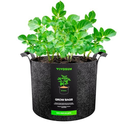 Vivosun 50 Gallon Grow Bags 1 - Pack Black Thickened Nonwoven Fabric Pots with Handles - Green Thumb Depot