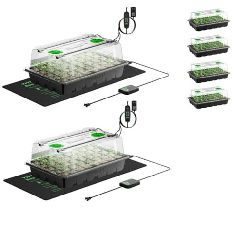 Vivosun 6-Pack 240-Cell Seed Starter Trays with 2 Set of LED Lights, and 2-Pack 10