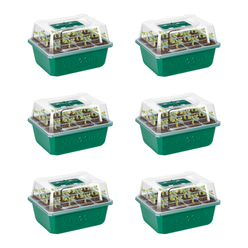 Vivosun 6 - Pack Seed Starter Trays, 72 - Cell Seed Starter Kit with Humidity Dome - Green Thumb Depot