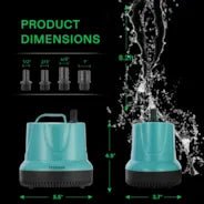 Vivosun 660GPH 40W Submersible Pump for Fish Tank, Pond, Aquarium, Hydroponic Systems with 5ft Power Cord and 4 Nozzles - Green Thumb Depot