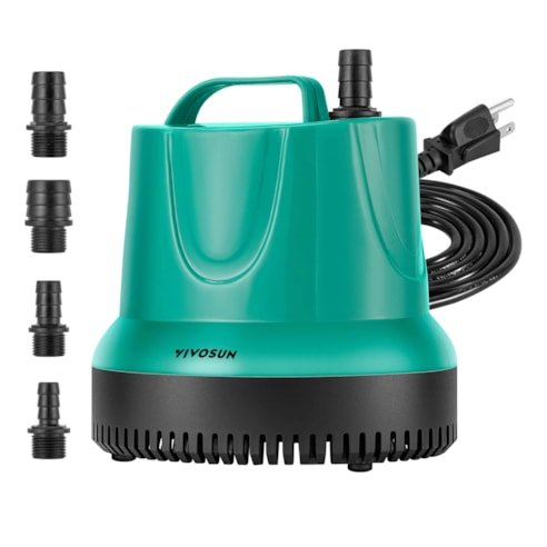 Vivosun 660GPH 40W Submersible Pump for Fish Tank, Pond, Aquarium, Hydroponic Systems with 5ft Power Cord and 4 Nozzles - Green Thumb Depot