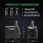 Vivosun 660GPH Submersible Water Pump, 2500L/H 35W aquarium pump - Green Thumb Depot