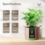Vivosun 7 Gallon Grow Bags 5 - Pack Brown Thickened Nonwoven Fabric Pots with Handles - Green Thumb Depot