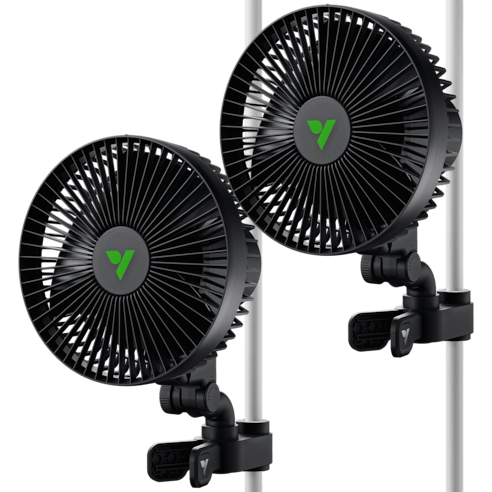Vivosun AeroWave A6 Grow Tent Clip Fan, 6" Auto Oscillating Fan with AC Motor, for Hydroponic Ventilation, Black, 2 - Pack - Green Thumb Depot