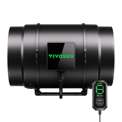 Vivosun AeroZesh G8 Inline Fan 8" with E12 Speed Controller, PWM - Controlled EC Fan for Grow Tent Ventilation - Green Thumb Depot