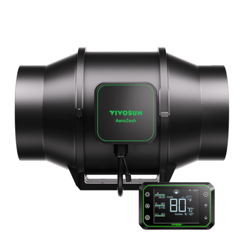 Vivosun AeroZesh S6 Inline Fan 6" with E42A Temp. Humidity WiFi Controller, PWM - Controlled EC Fan for Grow Tent Ventilation - Green Thumb Depot