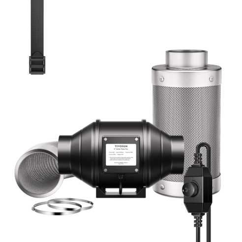Vivosun Air Filtration Kit R4 4", Inline Fan R4 with Variable Speed Controller, Carbon Filter & Ducting Combo - Green Thumb Depot