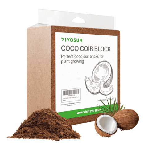 Vivosun Coco Coir Brick, 11lbs 100% Natural Organic Compressed Coconut Coir Fiber with Low EC
