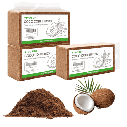 Vivosun Coco Coir Brick, 1.4lbs 100% Natural Organic Compressed Coconut Coir Fiber with Low EC 3 Pack - Green Thumb Depot