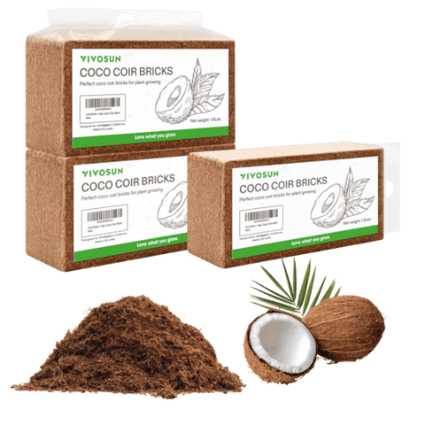 Vivosun Coco Coir Brick, 1.4lbs 100% Natural Organic Compressed Coconut Coir Fiber with Low EC 3 Pack