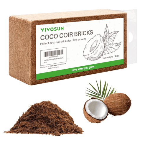 Vivosun Coco Coir Brick, 1.4lbs 100% Natural Organic Compressed Coconut Coir Fiber with Low EC - Green Thumb Depot