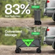 Vivosun Collapsible Folding Wagon, Outdoor Utility with Silent Universal Wheels, 110L, Grey & Green - Green Thumb Depot