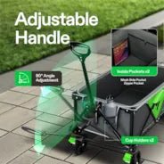 Vivosun Collapsible Folding Wagon, Outdoor Utility with Silent Universal Wheels, 110L, Grey & Green - Green Thumb Depot