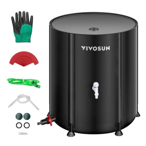 Vivosun Collapsible Rain Barrel, 100 Gallon, Black