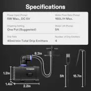 Vivosun FlexFeed Drip Irrigation Kit, 4W Automatic Irrigation System with Pump & 4 Drip Emitters, App - Controllable Professional Plant Watering Drip Kit for VGrow Smart Grow Box - Green Thumb Depot