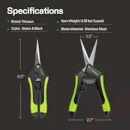 Vivosun Gardening Hand Pruner Pruning Shear with Straight Stainless Steel Blades, Black - and - Green - Green Thumb Depot