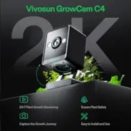Vivosun GrowCam C4, 2K QHD WiFi Smart Camera for Grow Tent & VGrow Smart Grow Box, Timelapse, Night Vision, SD Card Storage, 2 - Way Audio, App Control - Green Thumb Depot