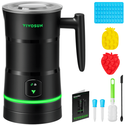 Vivosun Gummy Maker Machine, Hands - Free Candy Maker, Oil Infused Edible Mixer with Dual Rotor, Food - Grade Stainless Steel Pot and Silicone Molds, for Gummies Bear, DIY Candies, Party Treats - Green Thumb Depot