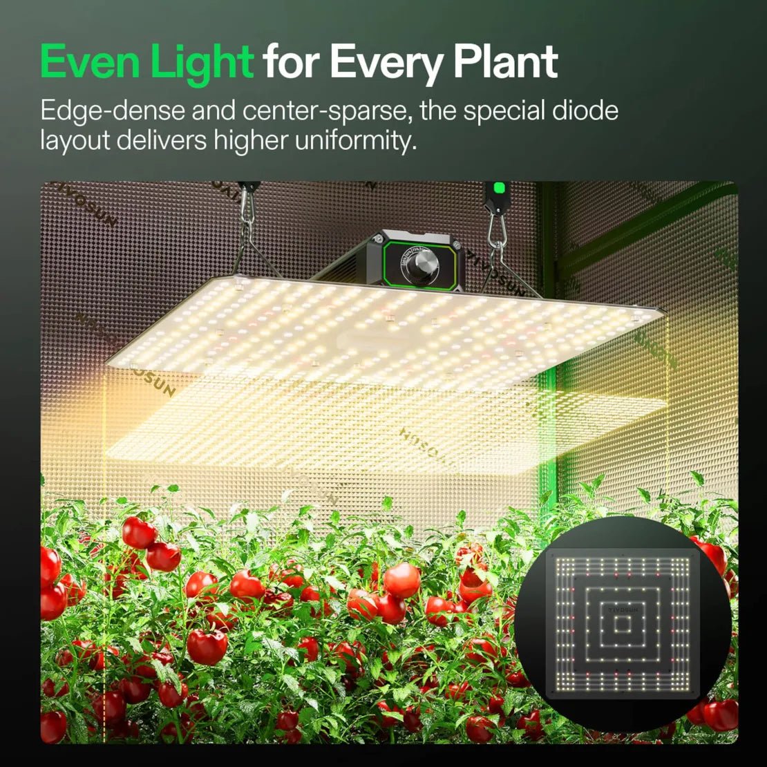 Vivosun LumaLight LED Grow Light, Full Spectrum Plant Light, 100W Smart Dimmable & High PPFD for Indoor Plants Seedling Vegetables Bloom - Green Thumb Depot