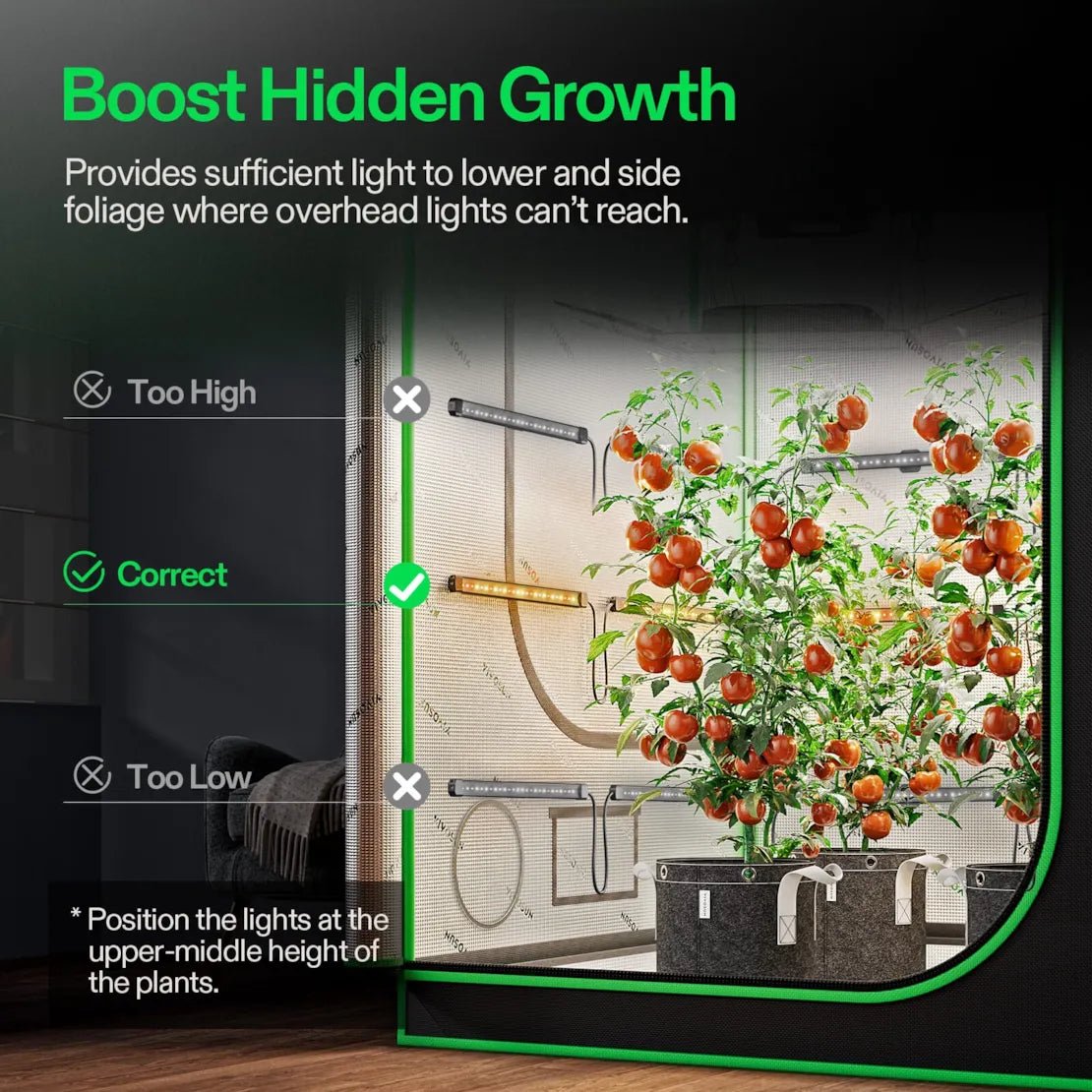 Vivosun LumaRay Side Lights (8 - Bar), Full Spectrum LED Bar Lights, SGS Compatible - Green Thumb Depot