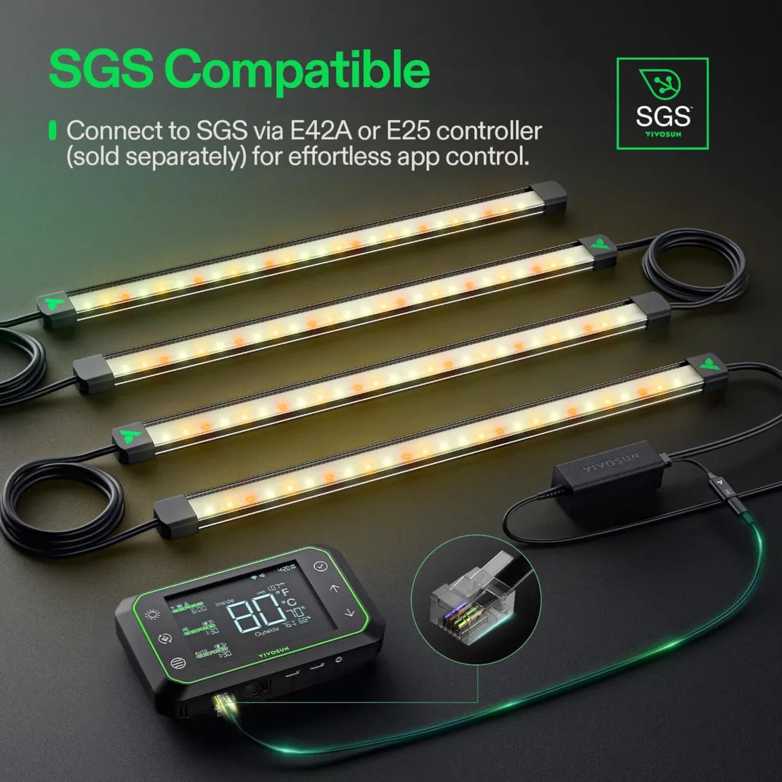 Vivosun LumaRay Side Lights (8 - Bar), Full Spectrum LED Bar Lights, SGS Compatible - Green Thumb Depot