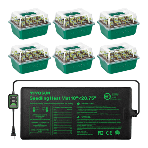 Vivosun Seedling Combo w/ 10"x20.75" Heat Mat and 6 - Pack Seed Starter Trays - Green Thumb Depot