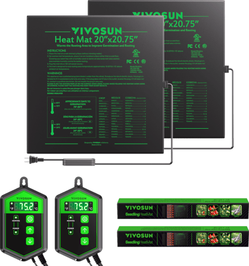 Vivosun Seedling Heat Mat Digital Thermostat Combo 20" x 20.75" 2 - Pack - Green Thumb Depot