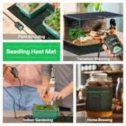 Vivosun Seedling Heat Mat with Dual Digital Display Thermostat, 10" x 20.75" Black Warm Hydroponic Heating Pad for Seed Germination, 3 Pack - Green Thumb Depot