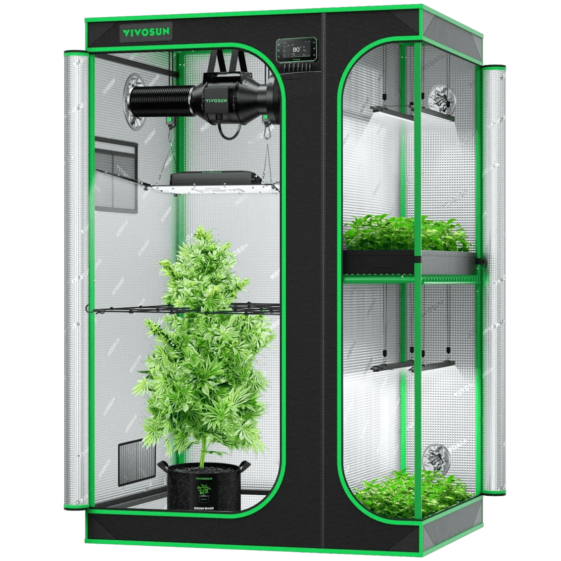 Vivosun Smart 2 - in - 1 Grow Tent Kit 3x4, 2 - Plant Complete System, with WiFi E42A+ Controller, AeroLight Wing AW200SE LED Grow Light, and 4 - inch AeroZesh G4 Ventilation Combo - Green Thumb Depot